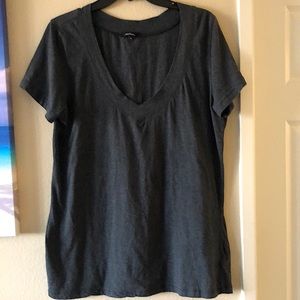 GRAY V-NECK COTTON T-SHIRT